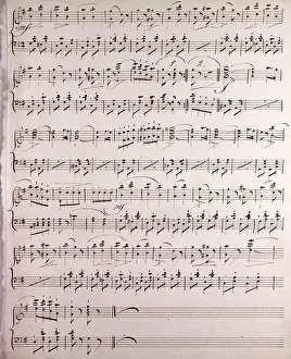 19thcentury Prints: Handwritten sheet music, music notes, 19th century