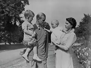 Her Majesty Prints: The Happy Family In Their Garden -- Princess Anne