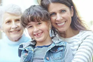 Grandma Prints: Happy family, portrait and daughter with hug for generation