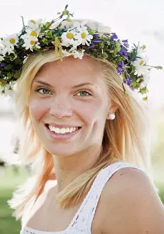 Celebrations Prints: Happy girl celebrating midsummer