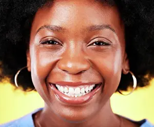 Skincare Prints: Happy, portrait and skincare for black woman with a smile for beauty