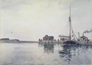 Harbor Alfred Thompson Bricher (American, 1837-1908). Harbor, late 1880's. Watercolor American Art late 1880's