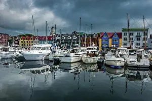 Harbor Prints: Harbour of Torshavn, capital of Faroe islands, Streymoy, Denmark, Europe