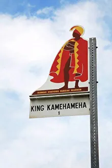 Marker Prints: Hawaii, Oahu, Honolulu, Iconic King Kamehameha Statue Sign