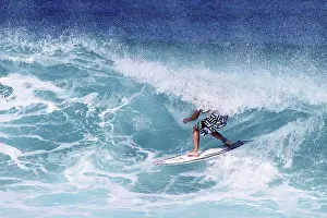 Curl Prints: Hawaii, Oahu, North Shore, Surfer riding wave