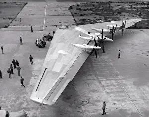 Group Of People Prints: Hawthorne, California: May 25, 1946 Northrop's Flying Wing Bomber