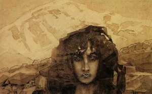 Symbolism Prints: Head of Demon by Mikhail Alexandrovich Vrubel