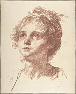 Instruction Prints: Head of a Girl Looking Up n.d. Jean-Baptiste Greuze French Published in 1762