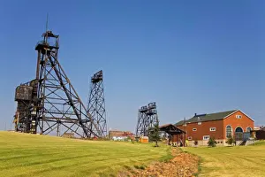 Montana Prints: Headframes on a landscape, Belmont Mine, Butte, Montana, USA