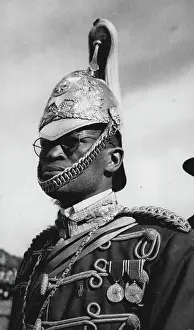 Tribe Prints: ***** Heads That Greeted The Royal Family -- The plumed helmet similar to those of the ***** Household