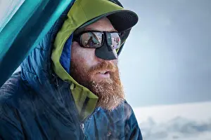 Redhead Prints: Headshot of man with ice on beard, Denali National Park, Alaska, USA