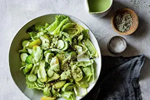 Vegetables Prints: Healthy vegan green salad
