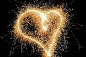 Valentines Prints: A heart shape drawn with a sparkler