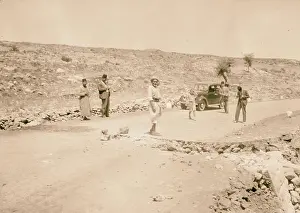 1938 Prints: Hebron attack. Great boulders on the Hebron Highway placed by Arab gangs as a means toward wrecking police