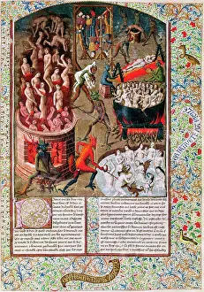 Manuscript Prints: Hell - From The French Translation Of De Civitate Dei By St
