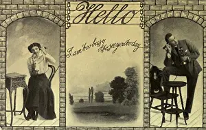 Talk Prints: Hello, I Am Too Busy To See You Today 1912 Postcard Private Collection