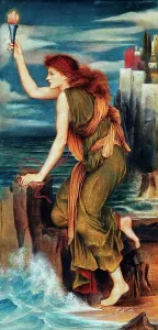 Red Hair Prints: Hero Awaiting The Return Of Leander Evelyn De Morgan (1855-1919 British) Roy Miles Gallery