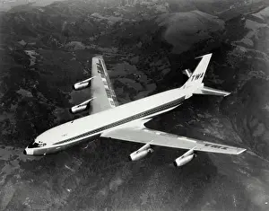 Non Urban Prints: High angle view of an airplane in flight, Boeing 707
