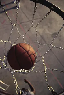Sseditor Aa Prints: High angle view of a basketball in a net