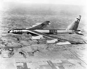 Plane Prints: High angle view of a bomber plane in flight, B-52 Stratofortress, US Air Force
