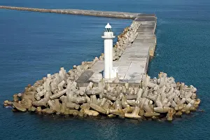 Protection Prints: High angle view of a lighthouse, Breakwater Lighthouse, Naha, Okinawa Island, Japan