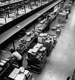 Manual Worker Prints: High angle view of manual workers working in a factory