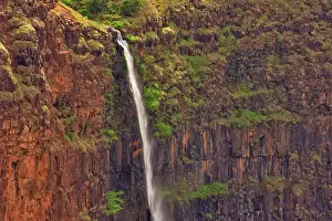 Kauai Prints: High angle view of a waterfall, Waipoo Falls, Waimea Canyon, Kauai, Hawaii, USA