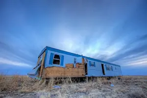 Poverty Prints: A high dynamic range, or HDR, image of an abandoned modular home on the plains of eastern Colorado