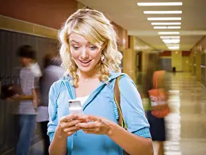 Cellphone Prints: High School girl at school text messaging