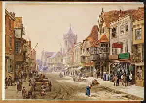 Horse Drawn Prints: The High Street, Salisbury. Louise Rayner (1832-1924)