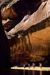 Geological Prints: Hiking in the North Fork of the Virgin River in the Zion Narrows in Zion National Park