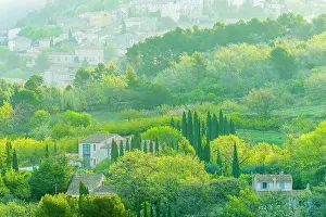 Farm Prints: Hill town of Bonnieux in Provence region, France