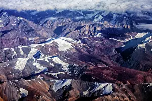 Cloudscape Prints: Himalayas mountains aerial view with clouds