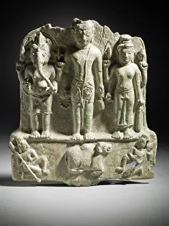 District Prints: The Hindu God Shiva Flanked by Ganesha and Durga
