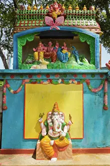 Elephant Prints: Hindu temple to elephant headed deity Ganesh and his family above