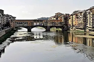 Florence Prints: Historic bridge Ponte Vecchio over the river Arno