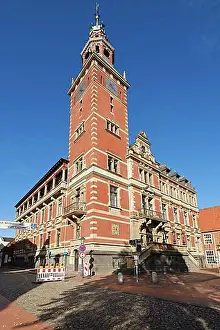 Historic District Prints: Historic Town Hall, Old Town, Leer, East Frisia, Lower Saxony, Germany, Europe