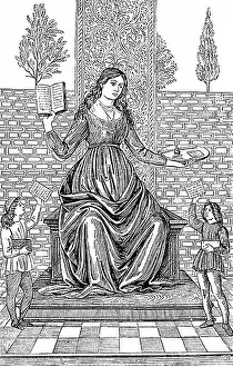 Depictions Prints: Historical print from the 19th century, allegory, the grammar, Italy, 15th century, Europe