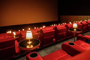 Theater Prints: Hjorring, Denmark June 7, 2025 The plush interior of a cinema with seats