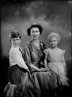 King Of Great Britain Prints: H.M. The Queen With H.R.H. Prince Charles And H
