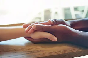 Anonymous Prints: Holding hands, interracial and together for support
