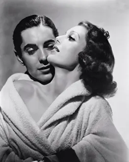 Actress Prints: Hollywood, California: 1937 A still of movies stars Loretta Young and Tyrone Power from the film Love Is News