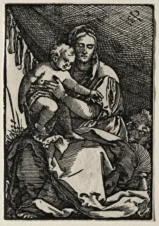Tent Prints: The Holy Family under a Tent. Hans Sebald Beham (German, 1500-1550). Woodcut;