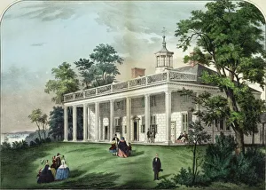 Residential Structure Prints: The Home Of Washington Currier & Ives (1834-1907 American)