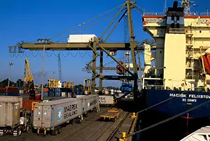 Ships Prints: Honduras, Puerto Cortes, Port, Container Ship Being Loaded