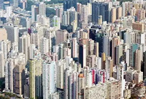 Estate Prints: Hong Kong, China, Skyscrapers in Kowloon showing urban density