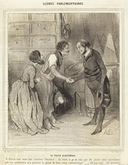 Daumier Prints: Honoré Daumier, La Visite électorale, 1843 La Visite électorale