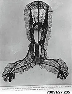 Hood Prints: Hood 18th century British. Hood. British. 18th century. Silk, bobbin lace. Textiles-Laces
