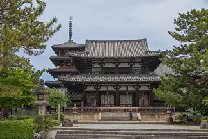 Pagoda Prints: Horyu-j pagoda and shrine in Nara, Japan