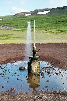 Geography Prints: Hot shower near Krafla volcano, Iceland, Europe